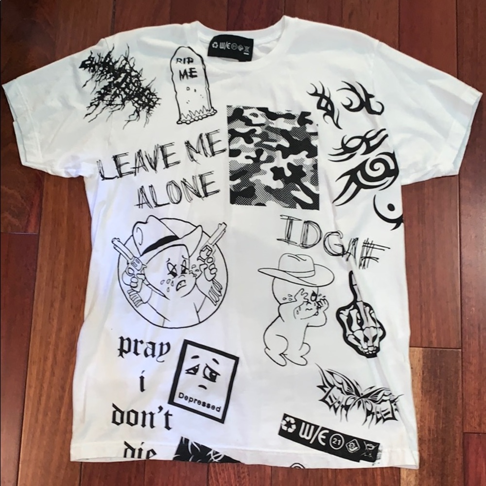 White Graffiti Shirt seen on Billie Eilish!!